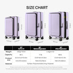 NINETYGO Medium Checked Luggage 25 Inch, Flat Top Opening Check In Luggage with Cup Holder, Expandable, Lightweight PC Hard Shell, TSA Lock, 360° Spinner Wheels (Lavender Taro Milk)