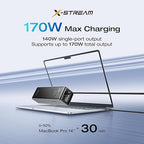 EF ECOFLOW Rapid Power Bank 25,000mAh, 170W Portable Charger with Dual 140W USB-C Ports for Multi-Device Charging, Smart TFT Screen, Compatible with iPhone Series, Samsung, Laptop and More (Silver)