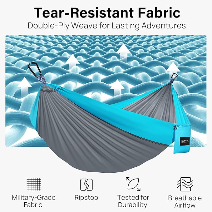 Kootek Camping Hammock, Portable Hammocks with Tree Straps & Attached Carry Bag, Camping Essentials Gear, Perfect for Outside Indoor Hiking Beach Backpack Travel