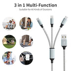 Multi Charging Cable(2Pack 4FT), Multiple Charger Cord Nylon Braided Charger Cord for Multiple Devices, 3 in 1 Charging Cable with Type-C/Micro USB and IP Port, Compatible with Most Phones and More