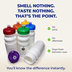 Rolling Sands USA Made 20 Ounce Sports Water Bottles - 6-Pack BPA-Free Blank Sports Bottles for Small Teams, Adults & Kids - Clear Frost Bottle/Clear Lid, No Smell No Taste