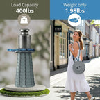 Retractable Folding Stool - Heavy Duty 400 lb Collapsible Portable Stool for Camping, Hiking, Fishing, Indoor/Outdoor with Non-Slip Base and Lightweight Design (Grey, 1-Pack)