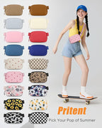 Pritent Fanny Packs for Women Cross Body Bag Waterproof Belt Bag with Adjustable Strap and Zipper Back Pocket Small Crossbody Bags Fashion Waist Packs for Workout Travelling(Strawberry Pink)