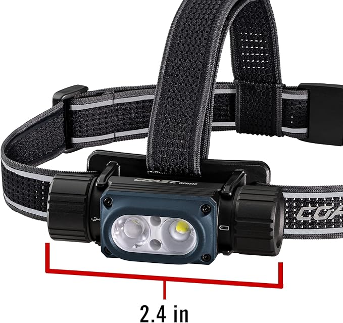 Coast WPH34R 2000 Lumen Waterproof Ultra Bright IP68 USB Rechargeable-Dual Power Headlamp, 6 Modes with Spot and Flood Beams, Blue/Black