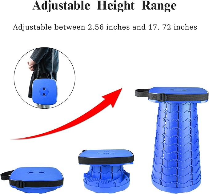 Deer's Life Square Portable Folding Stool, Upgrade Full Color Collapsible Stools for Adults Heavy Duty 485lbs Yet Small Lightweight Telescoping Retractable Camping Stool