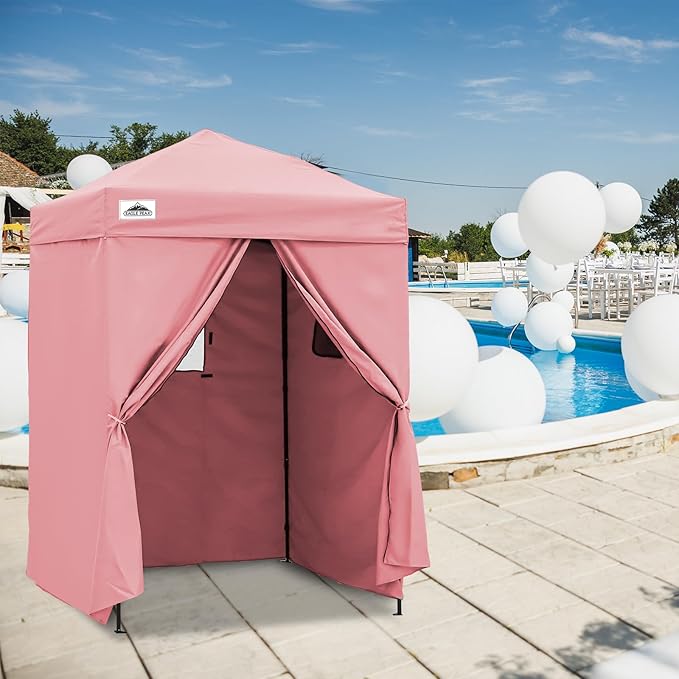 EAGLE PEAK Flex Ultra Compact 5x5 Pop-up Canopy, Sun Shelter, Changing Room, Portable Privacy Tent for Pool, Fashion Photoshoots, or Camping, Pink