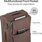 Hanke Softside Expandable 20 Inch Carry On Luggage with Wheels Airline Approved, TSA Luggage Lightweight Rolling Suitcases for Travel Carry On Bag(Coffee)