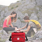 Empty Red First Responder Bag On Call Trauma Bag EMT First Aid Carrier for Paramedics and Emergency Medical Supplies Kit (Red)