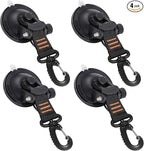 CONBOLA Suction Cups Hooks 4 Pieces Outdoor Car Camping Essentials Heavy Duty Upgraded Tie Down Suction Cup,Camper Accessories Strong Power for RV Boat Window Glass Camping Trap.(4 pcs,Orange)