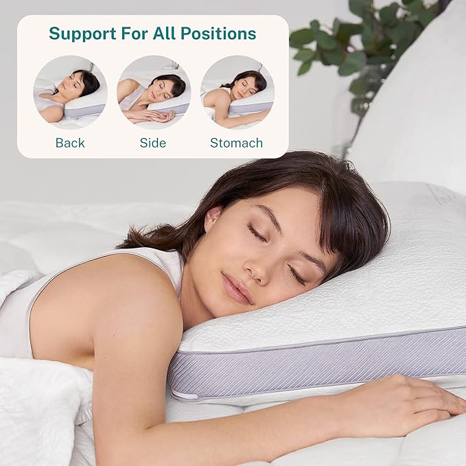 Sleep Innovations Customizable Comfort Gel Memory Foam Pillow, Standard Size, Tencel Cover, Side, Stomach, and Back Sleepers, Soft-Medium-Firm Adjustable Support