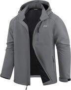 WULFUL Men's Softshell Jacket Waterproof Lightweight Insulated Windbreaker Fleece Lined Rain Shell Jacket for Hiking Travel