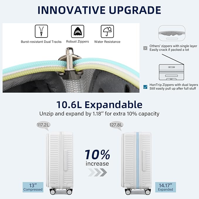 Hard Shell Suitcases 28 Inch Large Checked Luggage with Spinner Wheels Cup Holder, Expandable Check in Luggage Lightweight Top Opening Luggage Big Rolling Suitcase with Lock, White