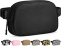 Pritent Fanny Packs for Women Cross Body Bag Waterproof Belt Bag with Adjustable Strap and Zipper Back Pocket Small Crossbody Bags Fashion Waist Packs for Workout Travelling(Black, Large)