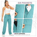 Womens Hiking Pants Quick Dry UPF 50 Lightweight Travel Golf Cargo Safari Pants Zipper Pockets