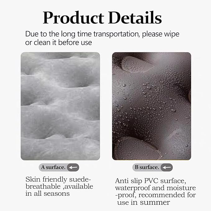 Foldable Inflatable air Mattress, Suitable for Indoor and Outdoor air Mattress, Thickened Waterproof, can be Used for Camping Tents (excluding Inflation Tools (Gray, Single)