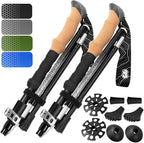 Premium Foldable Hiking Poles by USA Brand - Adjustable, Lightweight Trekking Poles Made of Aircraft Aluminum, Metal Flip Locks & Comfortable Real Cork and EVA Foam Grips