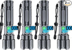 Rechargeable Flashlights High Lumens - 2000 Lumens Long Beam Super Bright LED Flash Light with Power Display & IPX5 Waterproof for Camping, 20H Runtime,5 Modes,Zoomable Handheld Flashlight, 4pcs