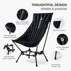 High Back Camping Chairs Inflatable Portable Camping Chair Lightweight Compact Folding Chairs with Carry Bag for Outdoor Backpacking Hiking Beach Lawn Fishing (Black)