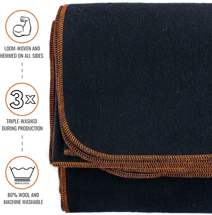 Arcturus Military Wool Blanket - Warm, Thick, Washable - Great for Outdoors, Camping, Stadium Blanket, Picnics, Travel - Car & Bushcraft Survival Kits