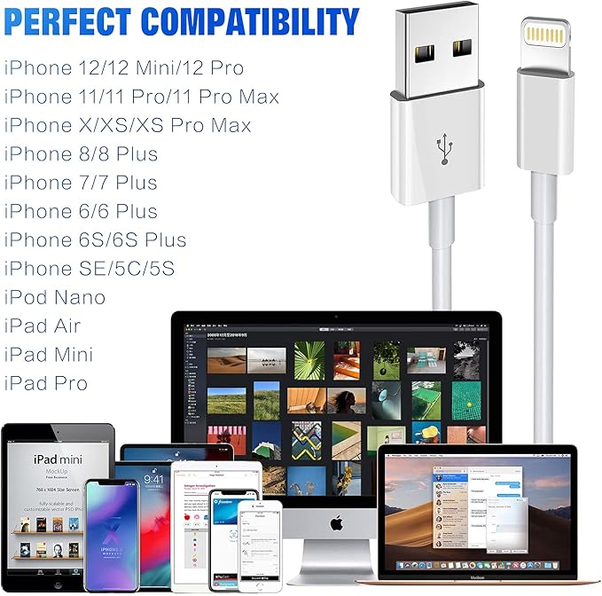 iPhone Charger 3Pack Apple MFi Certified Apple Charger 6FT, Lightning Cable 6FT Compatible with iPhone 14/13 /12 Mini Pro Max SE 11 Xs Max XR X 8 7 6 Plus 5S iPad Pro