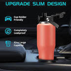 32 oz Insulated Water Bottle - Cold 48H & Hot 24H, Leak-Proof T-shpaed Metal Flask with Carry Strap, Protective Boot, BPA Free Vacuum Hydro 32 Ounce Thermal Cup for Adults Men Women