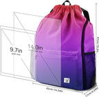 Drawstring Backpack with Mesh Pockets String Gym Bag Sackpack Sandproof Water Resistant Beach Backpack for Men Women