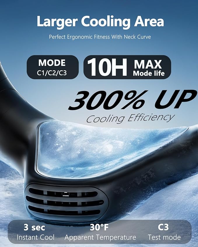 MGUP Neck Air Conditioner with 6 Adjustable levels,Cooling Neck Fan Support 360°Airflow and Cooling Plate,5200mAh Portable Rechargeable Wearable Personal Fan,Fast Cooling for Women/Men