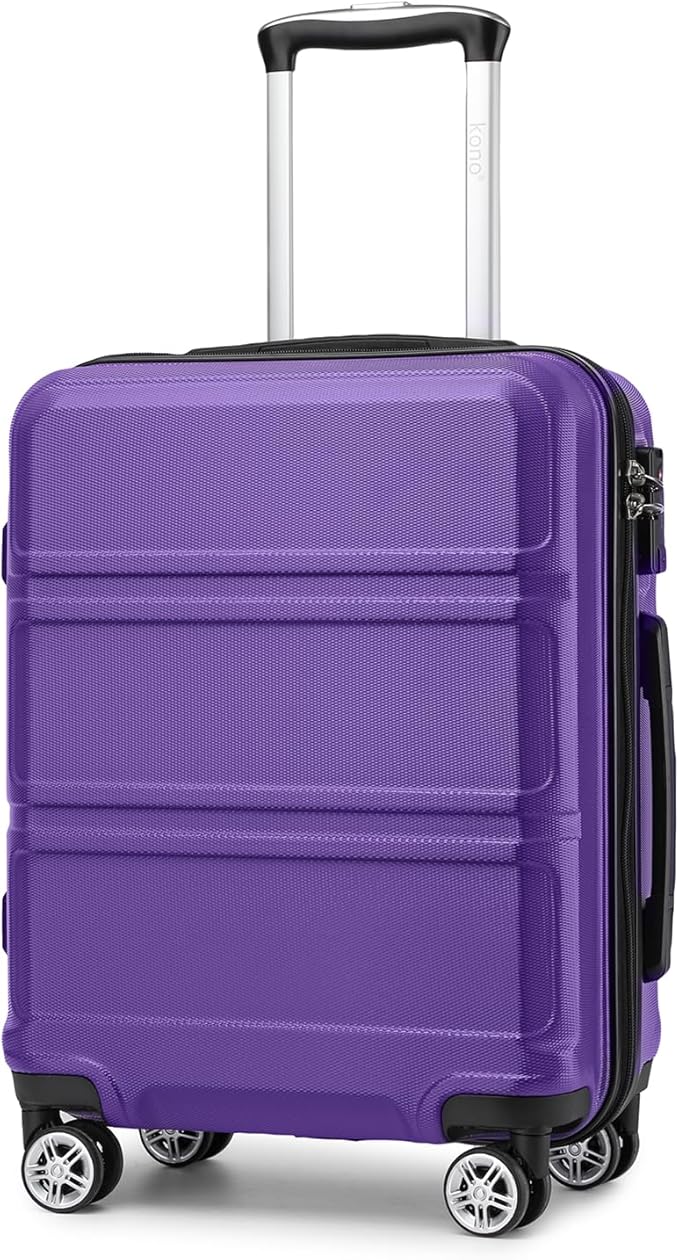 Kono 20'' Carry on Luggage Lightweight with Spinner Wheel TSA Lock Hardside Luggage Durable Small Carry on Suitcase Purple