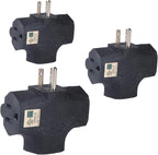 3 Way Plug Adapter - UL Listed - Outdoor Outlet Splitter 3 Prong - Electrical Outlet Extender, Wall Outlet Expander, Outdoor Heavy Duty Triple Plug Outlet Adapter 3PCS Black