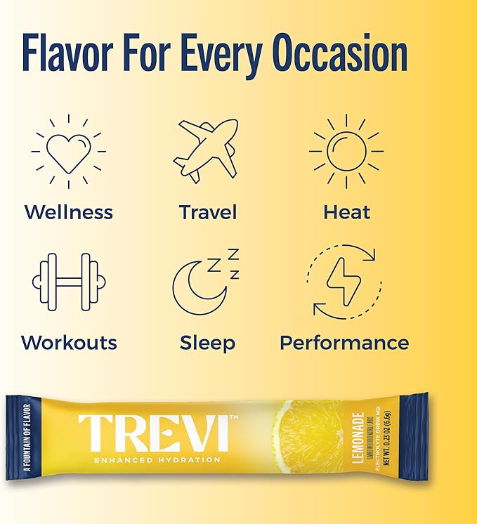 TREVI™ Sugar Free Electrolytes - Drink Mix Hydration Powder Packets - 28 Count - Lemonade