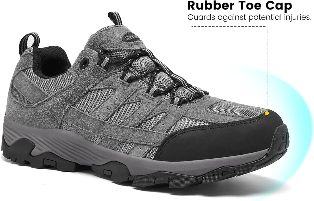 SHULOOK Men's Waterproof Hiking Shoes Lightweight Anti Slip Outdoor Ankle Boots Breathable Hike Trekking Trails Shoe