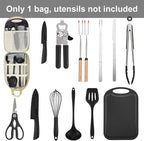 Camp Kitchen Organizer, Multi-Pocket Camping Cooking Utensils Bag, Waterproof Portable Storage for BBQ Outdoor Cooking Essentials