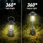 Retro Classic LED Camping Lantern, Rechargeable Stepless Dimming Vintage Lantern, 3 Light Modes (2000K-6500K), 8000mAh Power Bank, Bright Hanging Tent Light for Indoor & Outdoor, Hiking, Camp