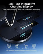 Anker Prime MagSafe Charger Compatible, 3-in-1 Charging Station, Qi2 25W Certified Wireless Charger Dock Stand, Smart Display with TEC Active Cooling, for iPhone 17, Apple Watch, AirPods, and More