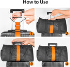 BILIONE Add a Bag Luggage Straps 2 Pack, Adjustable Bungee Elastic Belt to Connect Two Suitcases, Secure Carry On & Travel Essentials (Rainbow)