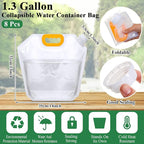 Tessco 8 Pcs 1.3 Gallon Collapsible Water Storage Bags, Clear Plastic, 1.0 Pounds