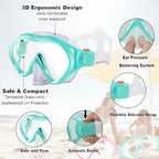 Kids Mask Fins Snorkel Set Snorkeling Packages, with Diving Mask, Snorkel, Adjustable Swim Fins, Mesh Bag, Anti-Fog Anti-Leak Snorkeling Gear for Kids for Snorkeling Swimming Diving