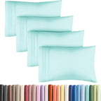 Pillowcases - Ultra Soft Hotel Quality Pillowcase Covers - Comfy, Cozy & Wrinkle Free - Shrinkage and Fade Resistant - Machine Washable Pillow Protectors - (Queen, Spa Blue, 4 Piece Set)