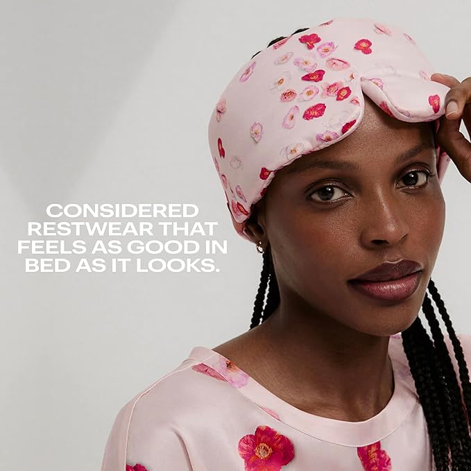 Lunya Washable Silk Sleeping Mask – Thermoregulating Mulberry Silk, Light Blocking and Comfortable Fit – Sleep Mask for Women and Men with Box – California Poppy – Small