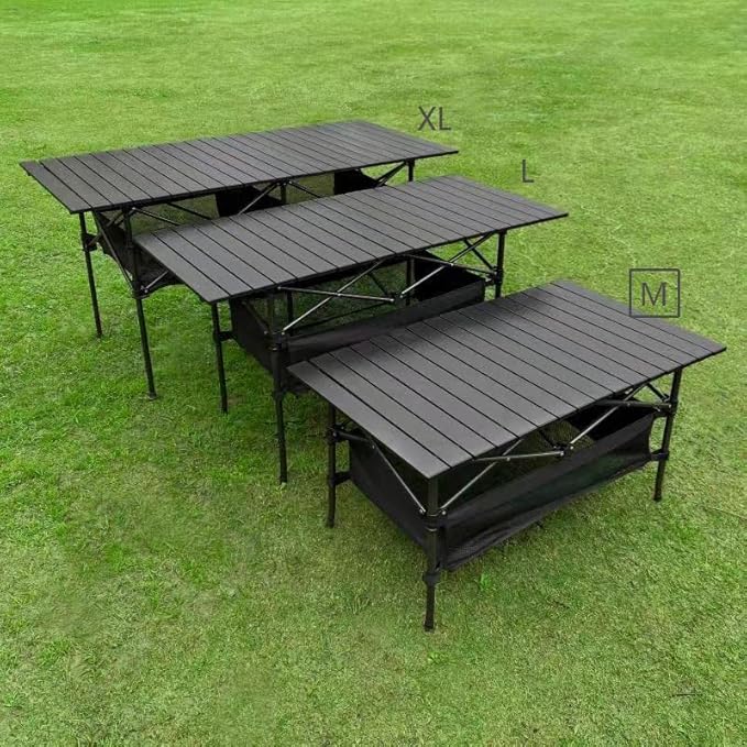 Lightweight Aluminum Folding Camping Table (47” x 21.65” x 26.7”), Portable Roll-Up Design for Outdoor, Camping, Beach, BBQ, Patio, and Picnic, Durable & Waterproof with Carrying Bag