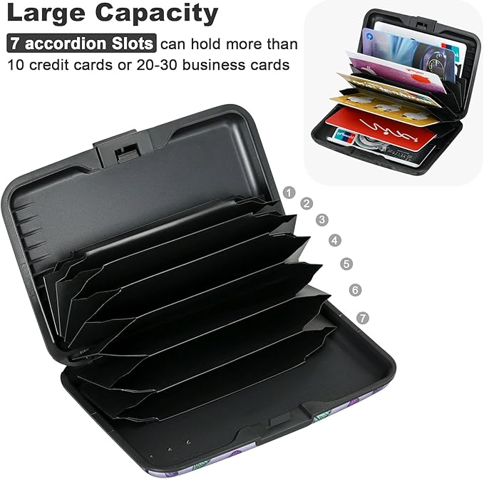 ELFISH Mini RFID Aluminum Wallet Credit Cards Holder Business Card Case Metal ID Case for Men Women(Colorful Butterflies)