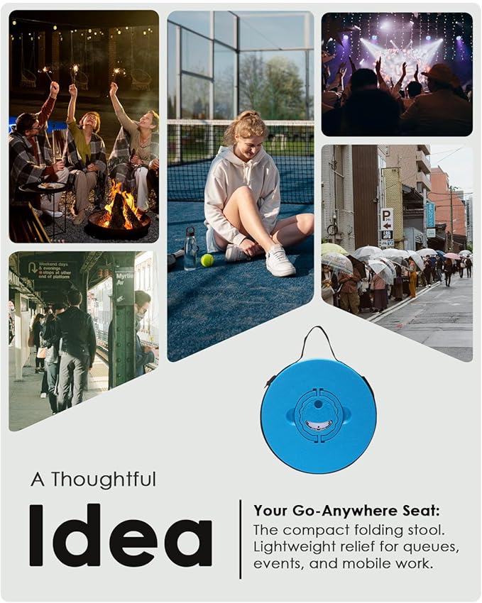 18-inch Heavy Duty Collapsible Stool - 800 lbs Capacity, 2.6 lbs Lightweight Portable Folding Stool for Camping, Travel, Music Festivals and Other Outdoor Events