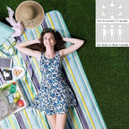 K Y KANGYUN Extra Large Picnic Blanket Outdoor Beach Blankets, Water-Resistant Foldable Sandproof Blankets Cute Picnic Mat for Beach, Camping Grass Lawn Park Mats (Blue, 80x60 in)