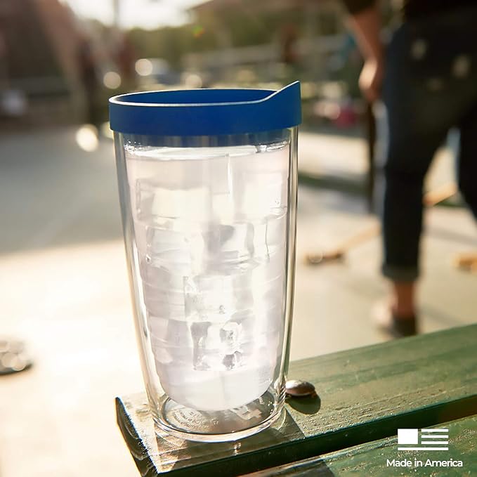 Tervis Clear & Colorful Tabletop Made in USA Double Walled Insulated Tumbler Travel Cup Keeps Drinks Cold & Hot, 16oz, Quartz
