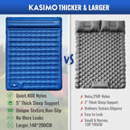 KASIMO Double Sleeping Pad for Camping,5" Ultra-Thick 1.4x2M for 2 Person with Pillow Built-in Foot Pump Inflatable Sleeping Mat for Backpacking, Hiking, Traveling, Tent, Portable Camping Mat