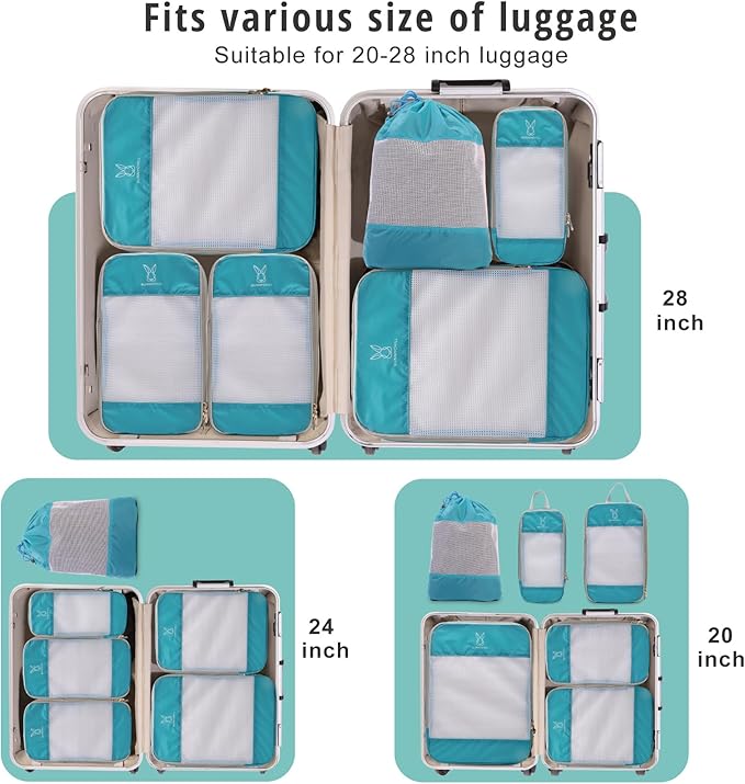 Expandable Compression Packing Cubes for Suitcases,6 Set Lightweight Compressible Travel Packing Organizer for Carry on Suitcase,Organizer Bags Set as Travel Essentials for Women