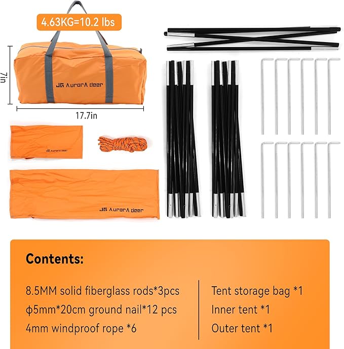 2 Person Camping Tent 4 Person Tents for Camping Windproof Tents for Camping Hiking Backpacking Traveling 2/3/4 Family People Tents for Camping Portable Tent with Carry Bag