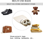 LAKE OF FIRE 4-Piece Travel Shoe Bags for Packing, 17.7" x 13.8" Dustproof Shoe Bags with Drawstring Closure,Washable & Reusable(Beige)