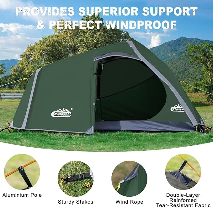 1 Person Backpacking Tent Waterproof Windproof Single Person Tent Lighweight Compact One Person Tent for Camping, Hiking