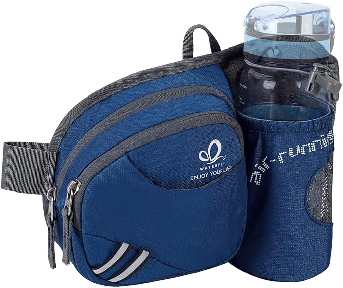 WATERFLY Fanny Pack Waist Bag: Waist Pack for Women Men with Water Bottle Holder Hiking Fanny Pack for Running Walking DogWalking Travel Cycling